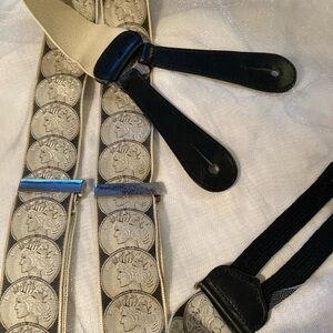 Vintage Coin Patterned Suspenders